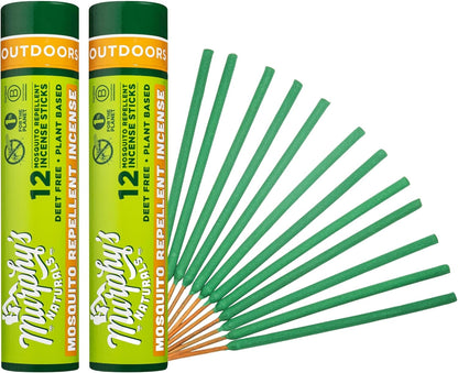 Murphy’s Naturals Mosquito Repellent Incense Sticks (36 Count) | Proven, Natural Ingredients Like Rosemary, Lemongrass and Citronella | Each Stick Protects 2.5+ Hours | Great for The Yard and Camping