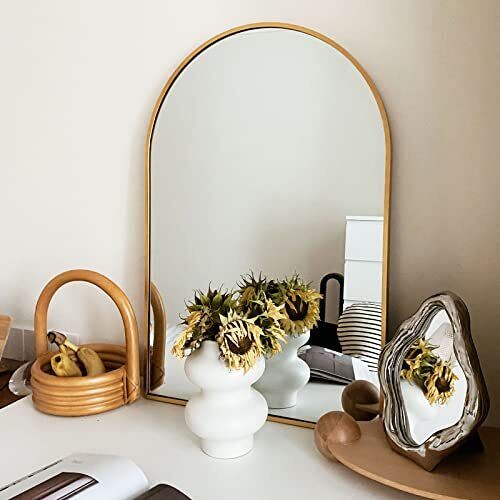 HARRITPURE 24" x 36" Wall Mirror Arched Bathroom Mirrors Aluminum Alloy Frame...