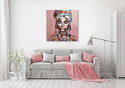 Large Canvas Prints Wall Art African American Black Girl Oil Paintings 3D Han...