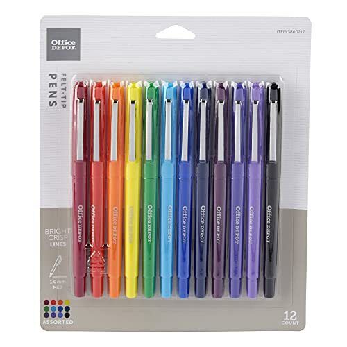 Office Depot® Brand Felt-Tip Porous Pens Medium Point 1.0 mm Assorted Barrel ...