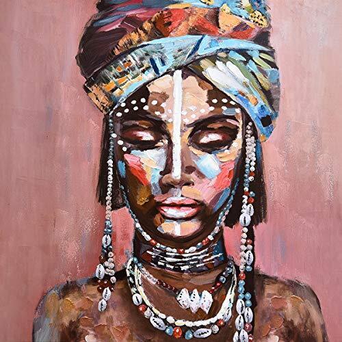 Large Canvas Prints Wall Art African American Black Girl Oil Paintings 3D Han...