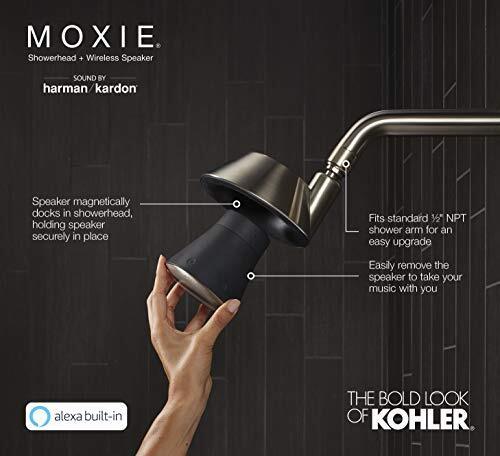 KOHLER Moxie Alexa Enabled Showerhead Bluetooth Shower Speaker Shower Radio R...