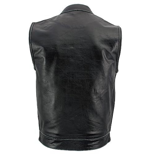 Xelement XS3450 Men's Black 'Paisley' Leather Motorcycle Biker Rider Vest wit...