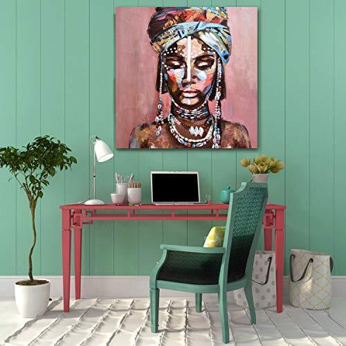 Large Canvas Prints Wall Art African American Black Girl Oil Paintings 3D Han...