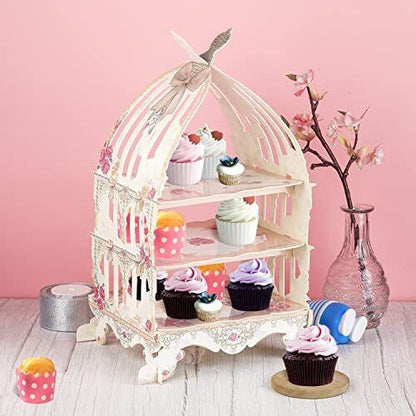 Flare Forest Bakery Lab 3 Tier Air Birdcage Cupcake Stand for Picnic Wedding ...