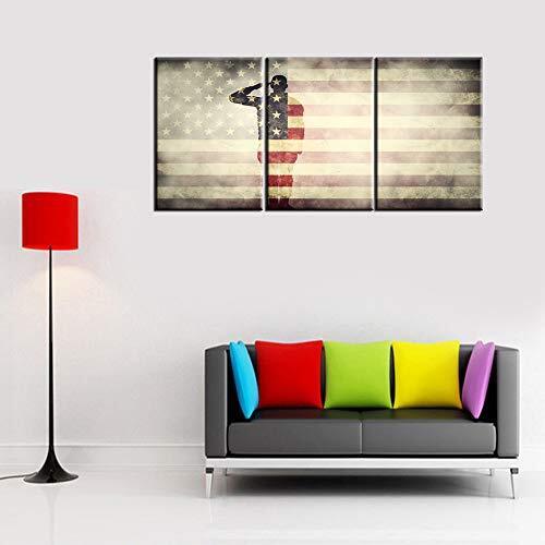 Native American Art Wall Decor USA Flag Paintings 3 Panel Wall Art Stars Stri...