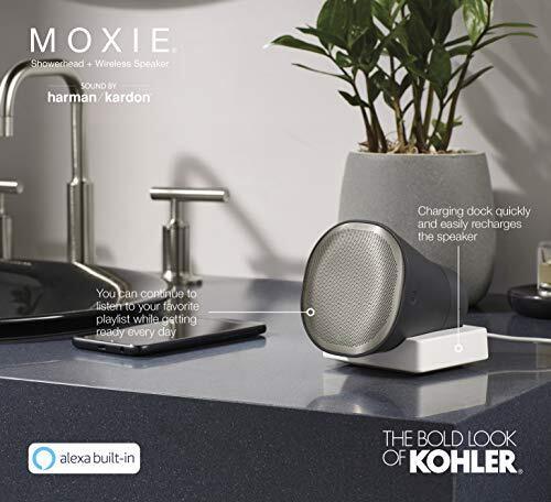 KOHLER Moxie Alexa Enabled Showerhead Bluetooth Shower Speaker Shower Radio R...