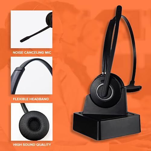 Spracht HS-2050 Single Ear Wireless Bluetooth Headset with Base Station | Noi...