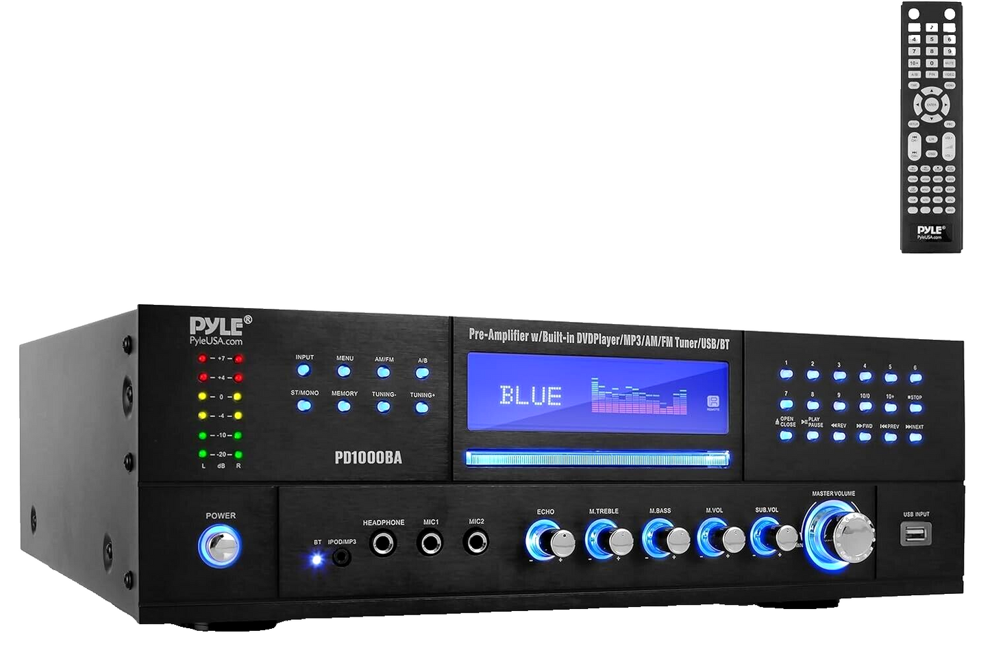 Pyle PD1000BA Bluetooth 4 Channel Home Theater Preamplifier Stereo Wireless