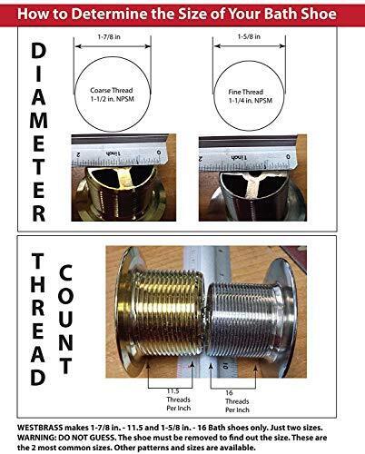 Westbrass D398R-07 1-1/2" NPSM Coarse Thread Mushroom Tip-Toe Bathtub Stopper...