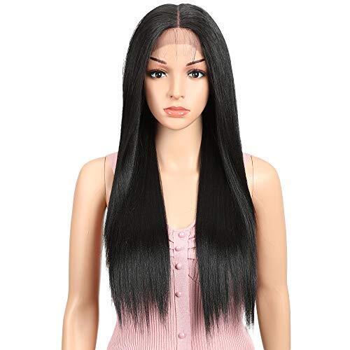 JOEDIR 26" Long Straight Free Parting Silk Base Lace Frontal Wigs With Baby H...