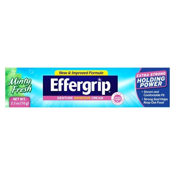 Effergrip Denture Adhesive Cream Extra Strong Holding Power 2.5 oz. Pack of 3