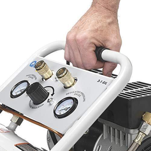 Quipall 2-1-SIL 1 HP 1.6 Gallon Oil-Free Hotdog Air Compressor