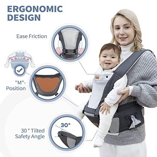 besrey Baby Carrier Front Facing Holder Hip Seat for Walk Men Carrier Face in...