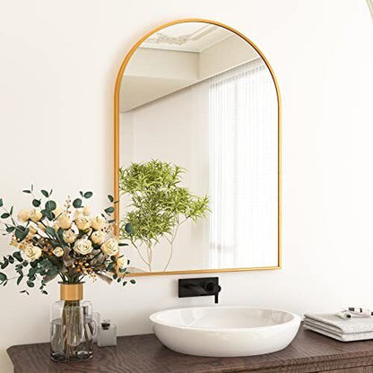 HARRITPURE 24" x 36" Wall Mirror Arched Bathroom Mirrors Aluminum Alloy Frame...