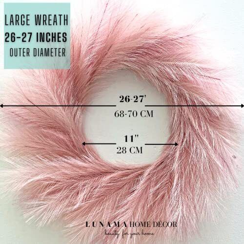 L U N A M A HOME DÉCOR® Fall Pampas Grass Wreath for Boho Home Decor - 27'' L...