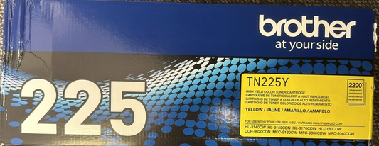 Genuine OEM Brother TN225Y Yellow High-Yield Toner Cartridge HL MFC DCP UNS QT2