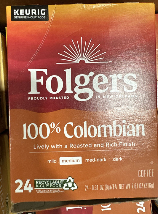 New Folgers 100% Colombian Coffee 72 K-Cups PODS Exp:07/2024