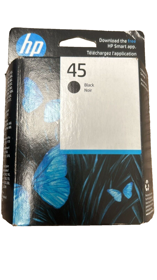 HP Original HP 45 Black Ink Cartridge | Works with select HP DeskJet, DesignJet,