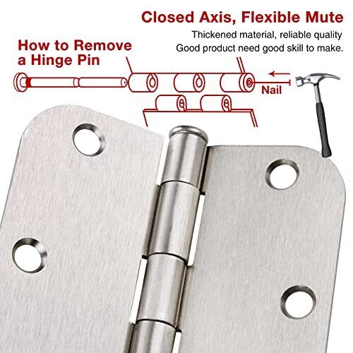 42 Pack Satin Nickel Door Hinges 3.5 x 3.5 Inch Interior 3 1/2 Inch Door Hing...