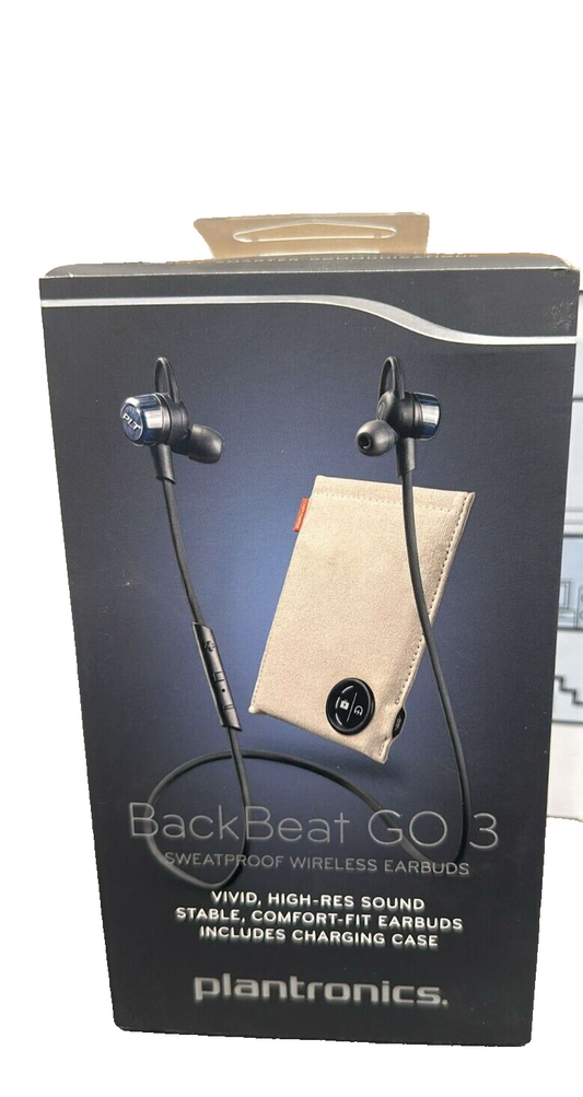 Plantronics BackBeat Go 3 Cobalt Blue Bluetooth Headphone Earbud & Charging Case