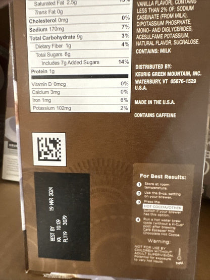 Café Escapes Milk Chocolate Hot Cocoa Keurig 48 Recyclable K-Cup Pods E6