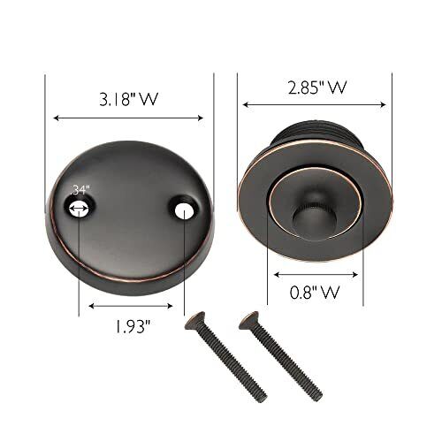 Lift and Turn Bath Drain Plug Kit with Two-Hole Overflow Faceplate Oil Rubbed...