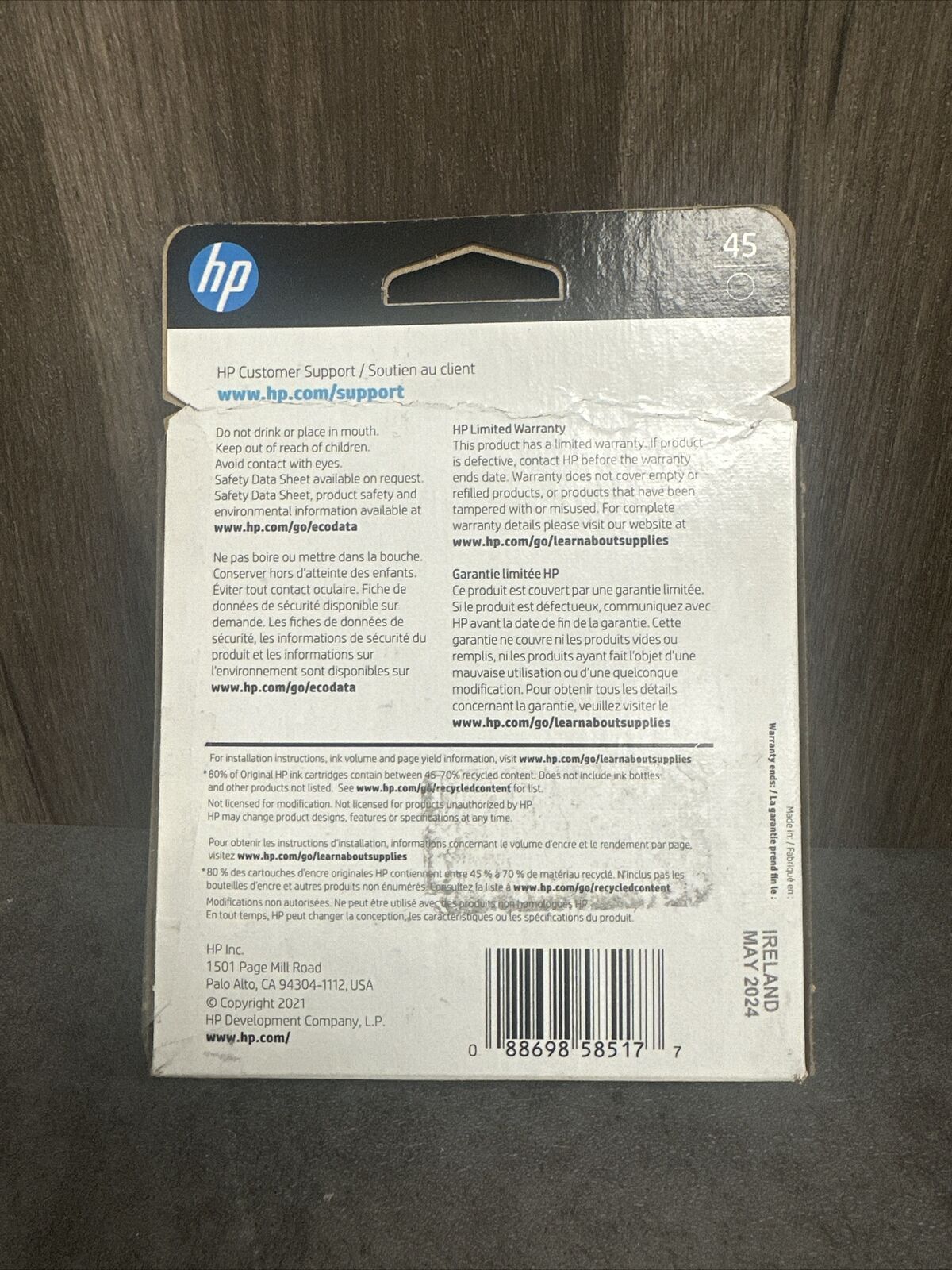 GENUINE HP 45 INK 51645A NEW OEM FACTORY SEALED BOX 05/ 2024