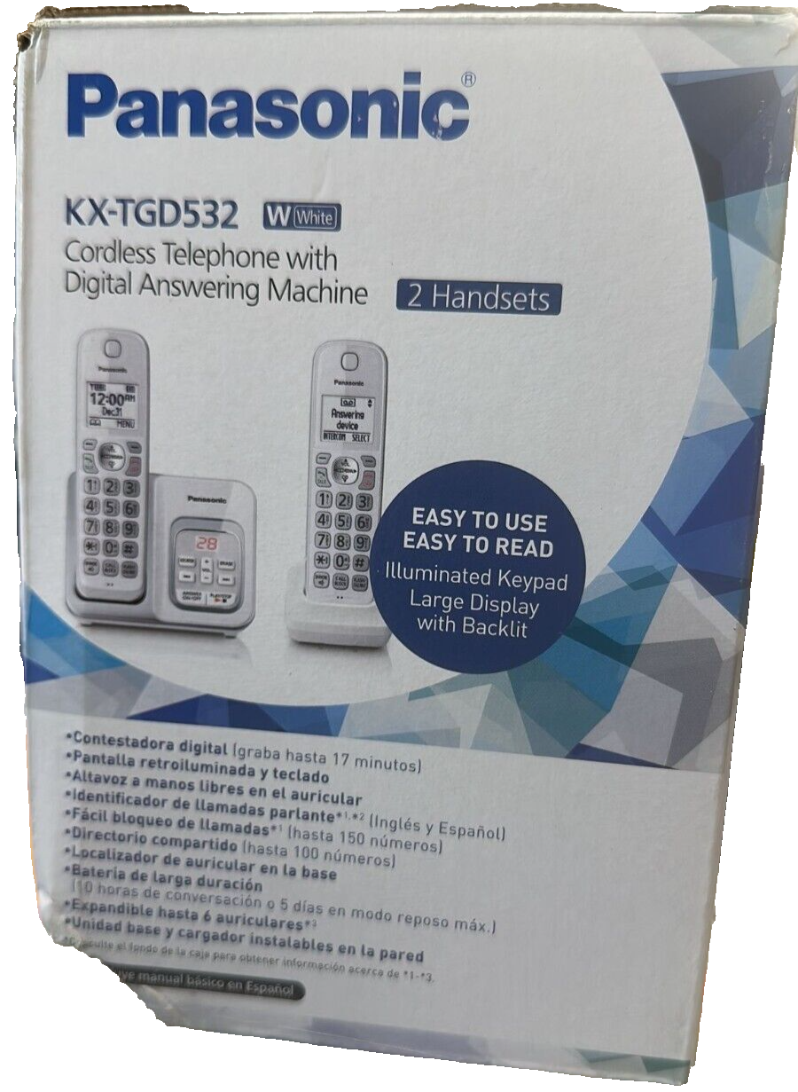 Panasonic KX-TGD532 Cordless Telephone with Digital Answering Machine WHITE New