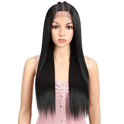 JOEDIR 26" Long Straight Free Parting Silk Base Lace Frontal Wigs With Baby H...