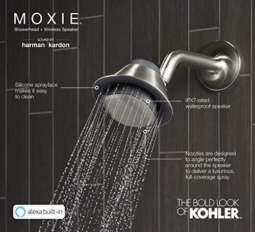 KOHLER Moxie Alexa Enabled Showerhead Bluetooth Shower Speaker Shower Radio R...