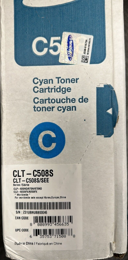 Samsung Electronics CLT-C508S Cyan Toner Cartridge - 2,000 Page Yield