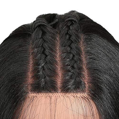 JOEDIR 26" Long Straight Free Parting Silk Base Lace Frontal Wigs With Baby H...