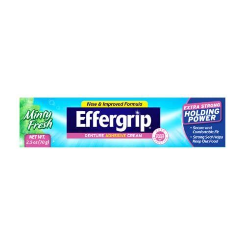 Effergrip Denture Adhesive Cream Extra Strong Holding Power 2.5 oz. Pack of 2