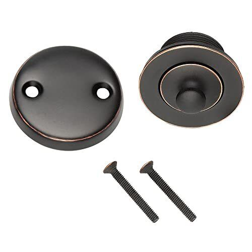 Lift and Turn Bath Drain Plug Kit with Two-Hole Overflow Faceplate Oil Rubbed...