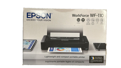 Epson Workforce WF-110 Wireless Color Mobile Printer,White, Small,Black