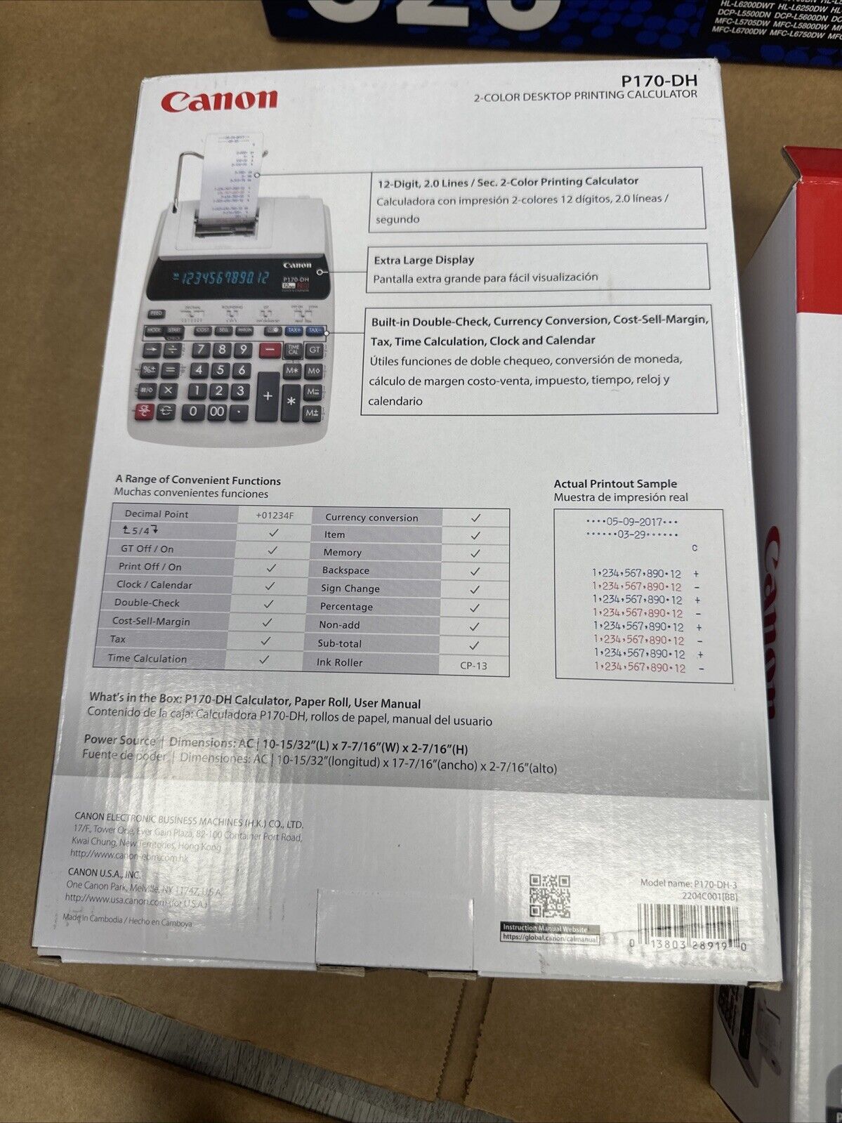 Canon P170DH 12-Digit Printing Calculator Black/Red Print 2.3 Lines/Sec P170DH3