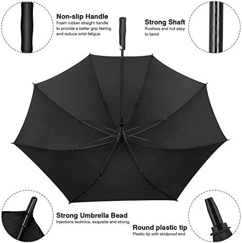 JUKSTG Golf Umbrella60 Inch Extra Large Windproof Automatic Open Stick Umbrel...