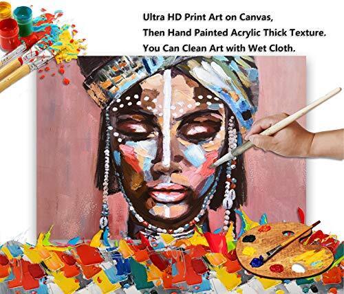 Large Canvas Prints Wall Art African American Black Girl Oil Paintings 3D Han...