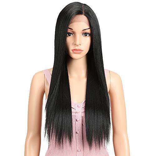 JOEDIR 26" Long Straight Free Parting Silk Base Lace Frontal Wigs With Baby H...