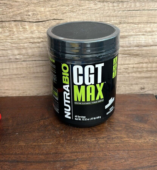 NutraBio CGT Max 40 servings Creatine Glutamine Taurine Raw Unflavored 10/25