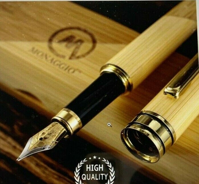 MONAGGIO Gorgeous Bamboo Fountain Pen made of Luxury Wood with Refillable Conver