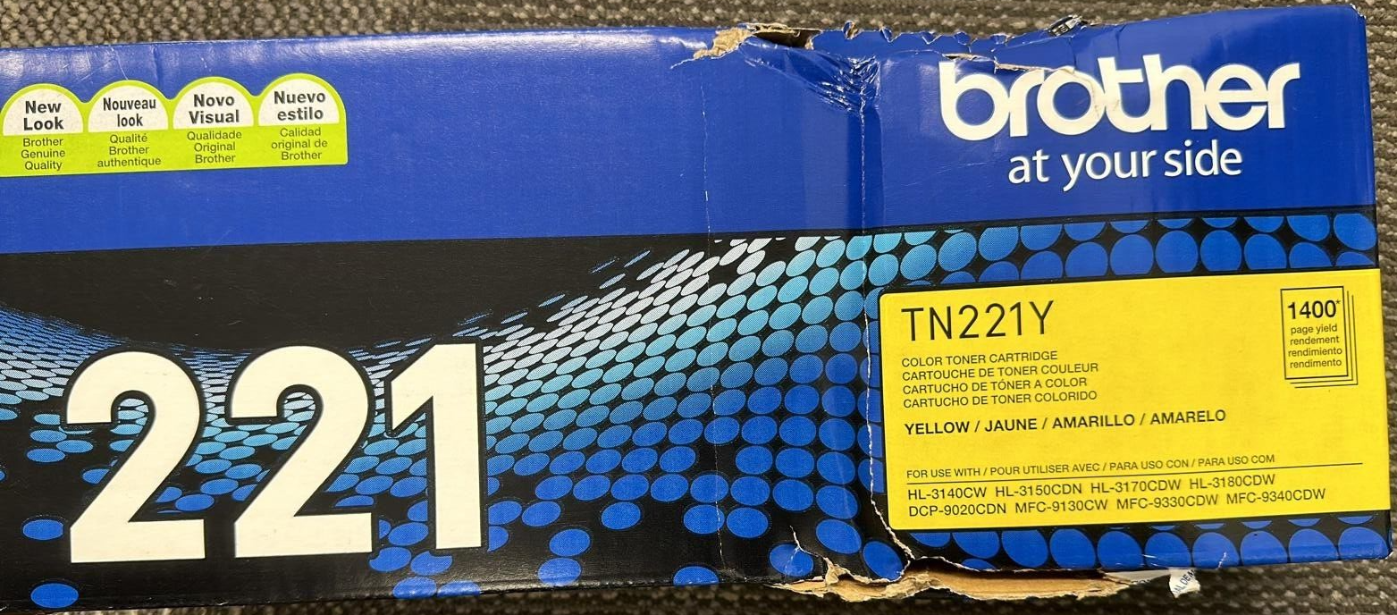 GENUINE BROTHER TN221Y Yellow Toner Cartridge TN-221Y NEW SEALED SHIPS FREE!