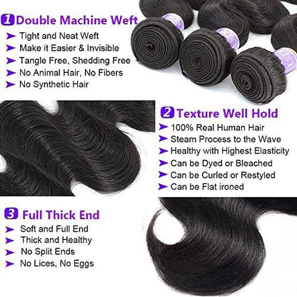 UDesire 10A Brazilian Body Wave Bundles 100% Unprocessed Body Wave Human Hair...