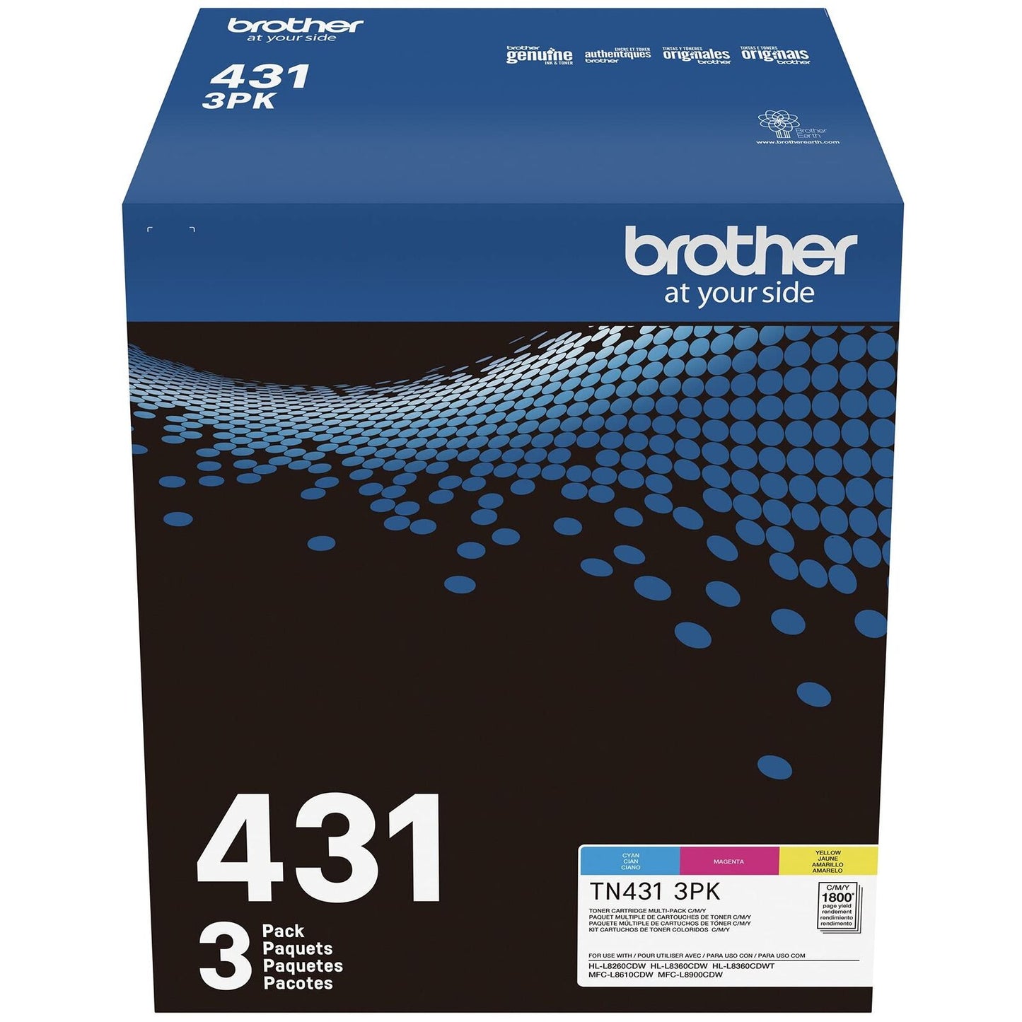 Brother TN-431 3PK Cyan Magenta Yellow Standard Yield Model TN4313PK