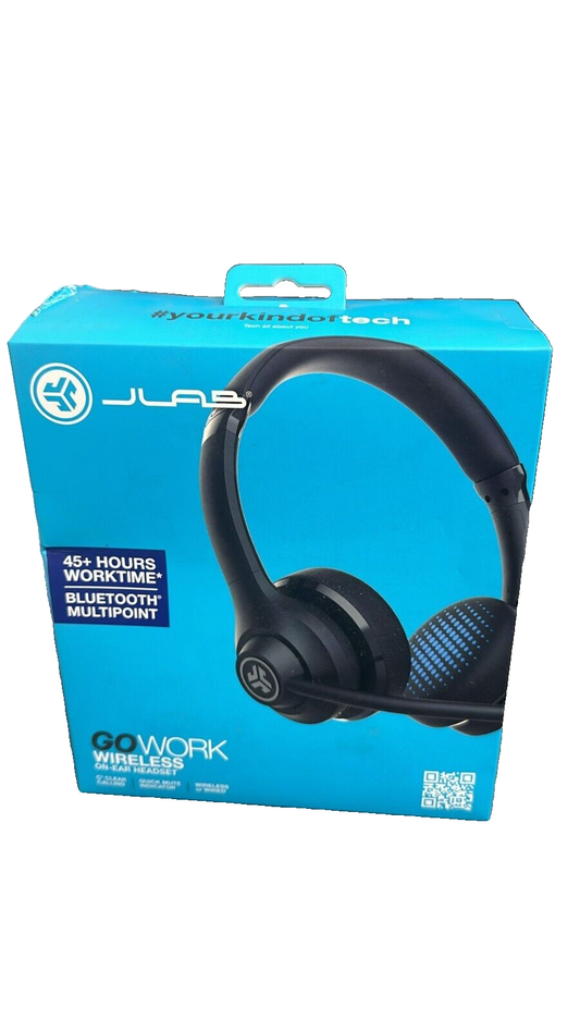 JLab Go Work Wireless On-Ear Headphones, Boom Mic, Bluetooth & Wired Video Calls