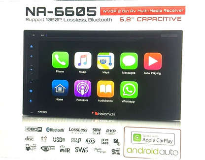 NAKAMICHI NA6605 Double-Din In-Dash 6.8" WVGA Display Apple Car Play & Andriod A