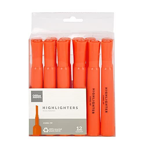 Office Depot Chisel-Tip Highlighter 100% Recycled Plastic Fluorescent Orange ...