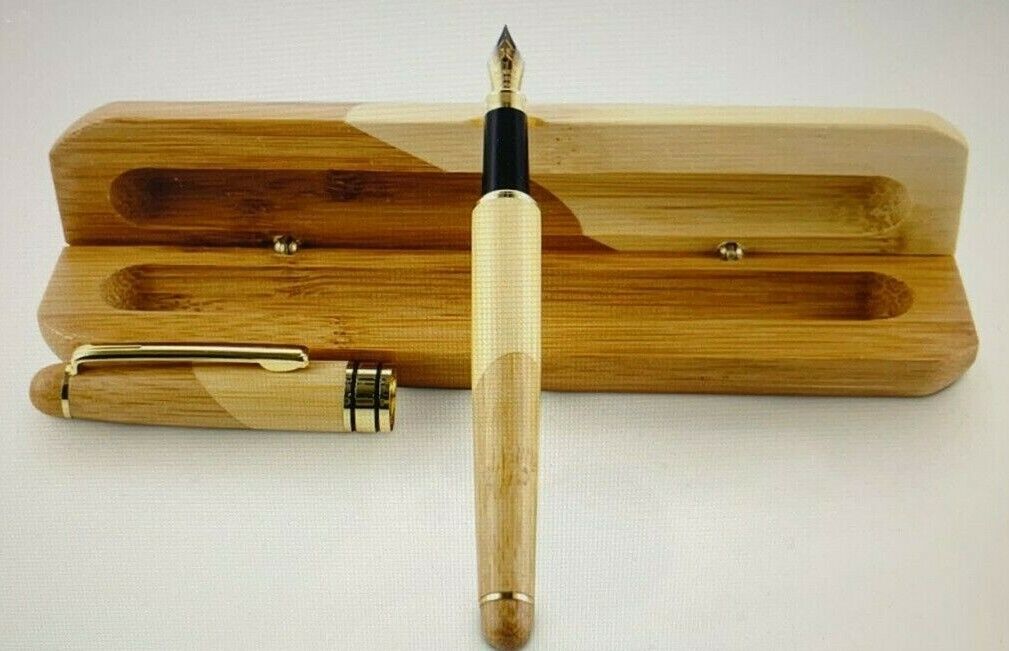 MONAGGIO Gorgeous Bamboo Fountain Pen made of Luxury Wood with Refillable Conver