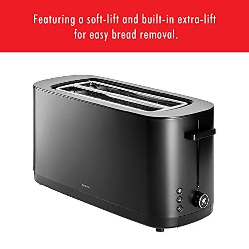 ZWILLING Enfinigy Cool Touch 2 Long Slot Toaster 4 Slices with Extra Wide 1.5...